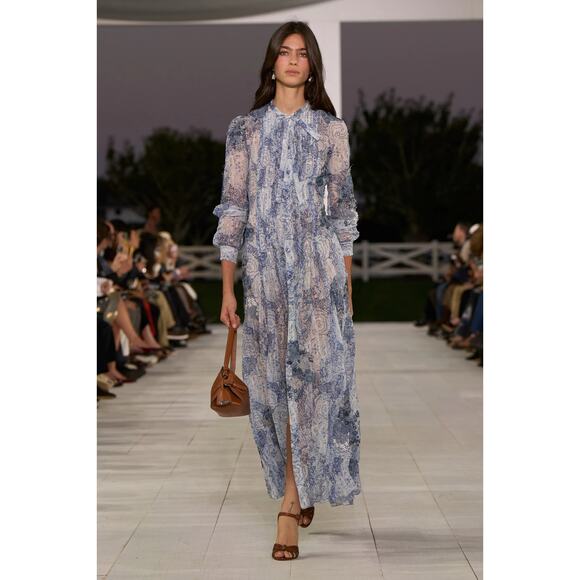 ralph lauren collection hannes floral printing linen-silk maxi dress US10